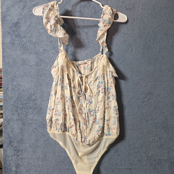 New- Free People Bodysuit Medium Take It Away Intimately Ivory Floral - Picture 2 of 12